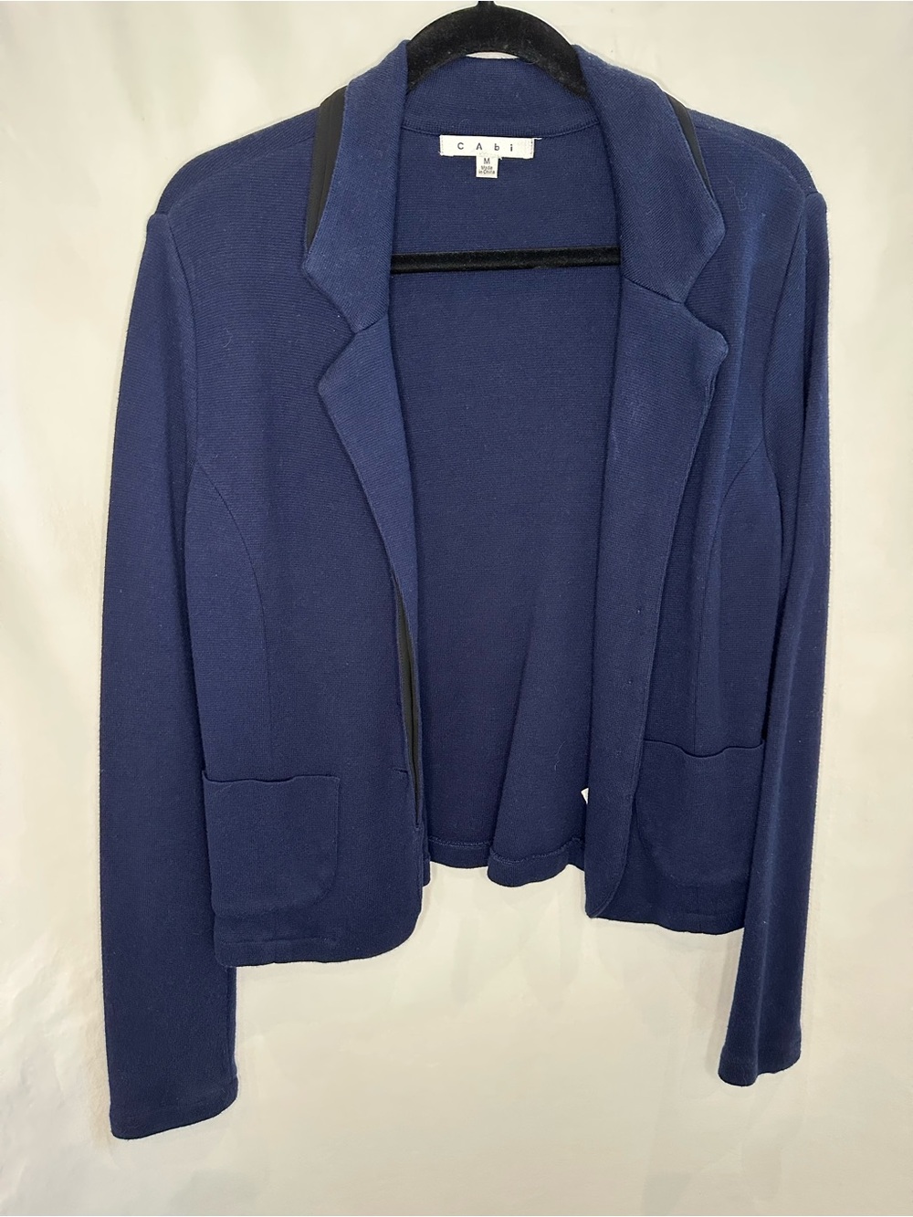 CAbi Deep Navy Open-Front Knit Blazer with Patch Pockets